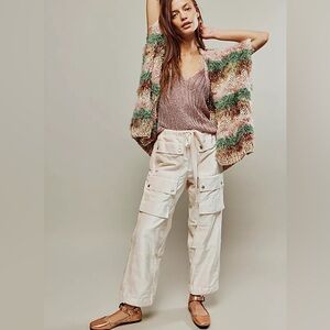 Free People Velvet Shimmery Light Pink Cargo Pants
